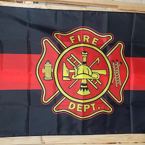 Fire Department Flag FREE USA SHIP Firefighters Volunteers Sirens Smoke Firetruck Republican Liberal 3x5&#39; Sign Poster Single