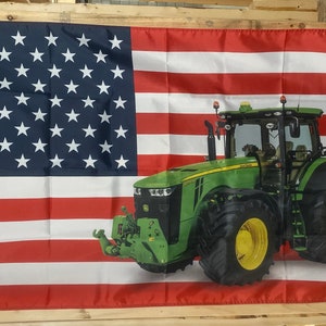 Bandera de granjero americano GRATIS EE.UU. SHIP Estrellas y Stipes John Deere Case Ih Harvest Feed America God Guns Beer Man Cave 3x5' Cartel de cartel individual