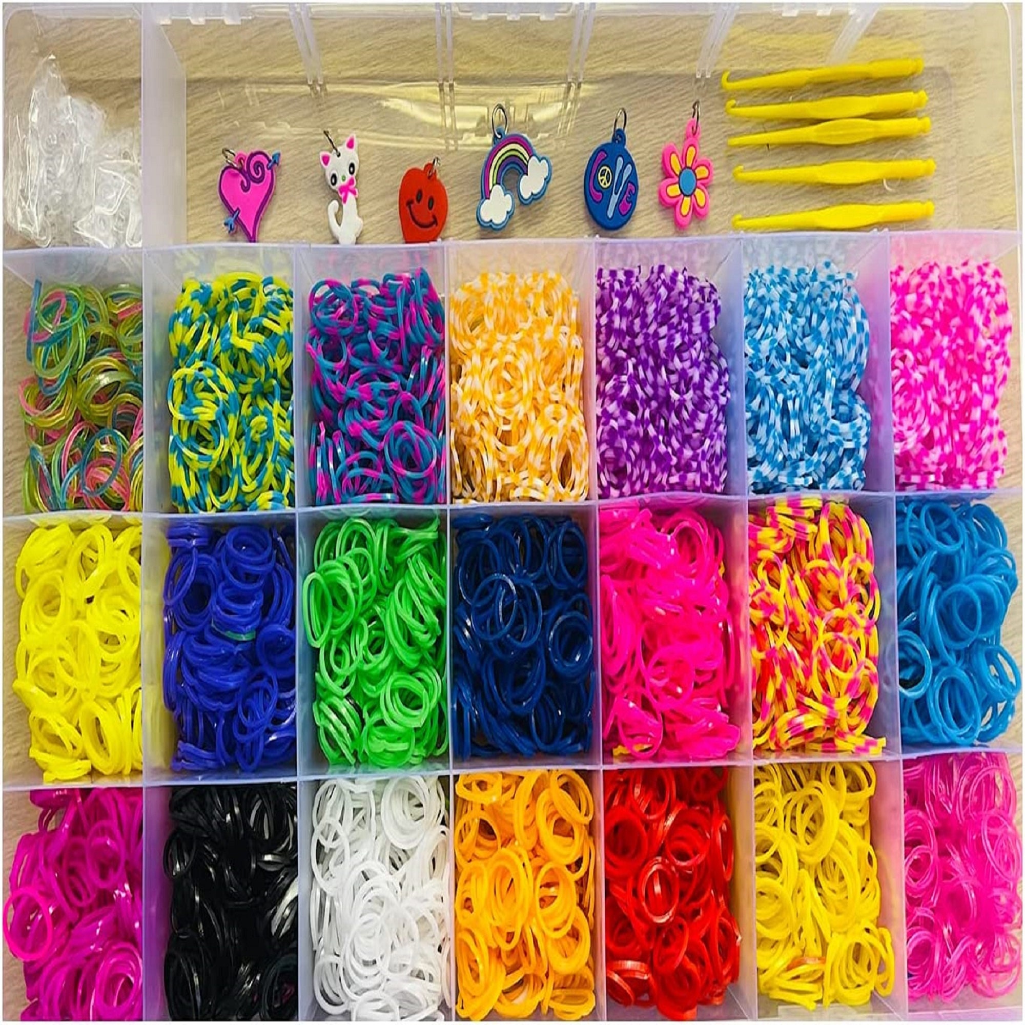 wuxiaobo 5000 Colorful Loom Band Set Rainbow Rubber Bands Premium Rubber Bands Bracelet Making DIY Kit Girls Gift to Improve Imagination 