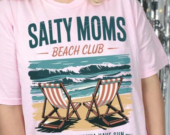 Retro Salty Moms Beach Club SVG PNG, Summer Vibes Png, Summer vibes Png, Summer mama Png, Trendy Summer Vibes Sublimation