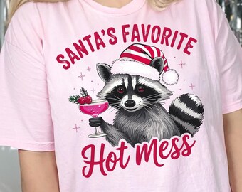 Santa's Favorite Hot Mess Christmas SVG PNG, Funny Christmas Raccoon png, Trendy Christmas Png, Christmas Sublimation, Digital download