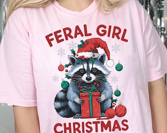 Feral Girl Christmas SVG PNG, Funny Christmas Raccoon svg, Feral Christmas Png, Retro Christmas svg, christmas sublimation, Digital download