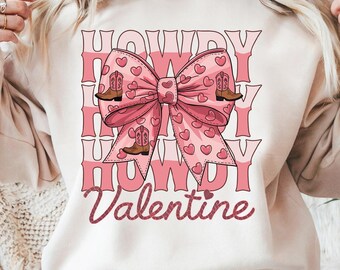Coquette Bow Howdy Valentine SVG PNG, Western Valentines Png Day svg, Valentine Coquette svg, Sublimazione di San Valentino, Download digitale