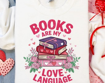 Books Are My Love taal bloemen SVG PNG, Retro Valentine Book Lover Png, Valentine Bookish png, Valentine sublimatie, digitale download