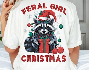 Feral Girl Christmas SVG PNG, Funny Christmas Raccoon svg, Feral Christmas Png, Retro Christmas svg, christmas sublimation, Digital download