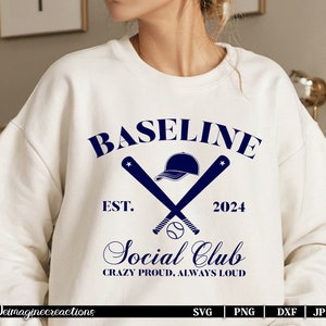 Baseline Social Club SVG PNG, Baseball Mom Png, Baseball Mama svg, Loud And Proud Svg, Baseball Family Svg, Retro baseball, Digital download