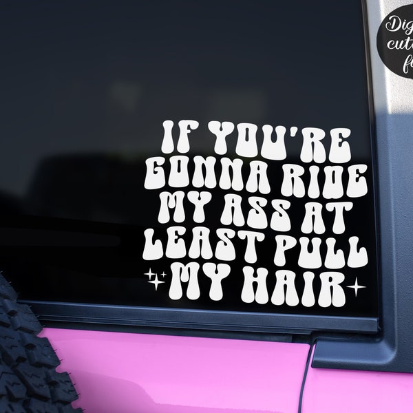 If you're gonna ride my ass at least pull my hair Svg Png Dxf, Cutting Files, Funny Car Decal svg, Funny Car Sticker, bumper sticker svg