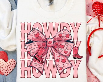 Coquette Bow Howdy Valentine SVG PNG, Western Valentines Png Day svg, Valentine Coquette svg, Sublimazione di San Valentino, Download digitale
