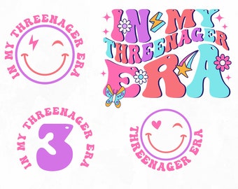 In my Threenager Era SVG PNG, 3rd Birthday png, Third Birthday svg, Birthday svg, Official Threenager Svg, Trendy Birthday svg, 3rd Birthday
