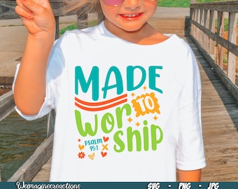 Made to Worship SVG PNG, Kids Jesus Sublimation, Bible Verse Christian svg, Biblical Toddler shirt png, Christian Sublimation