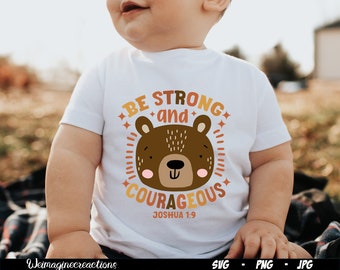 Sé fuerte y valiente SVG PNG, Christian Kids svg, Kids Bible verse svg, Bible Verse Religion Svg, Jesus Quote, Christian Sublimation