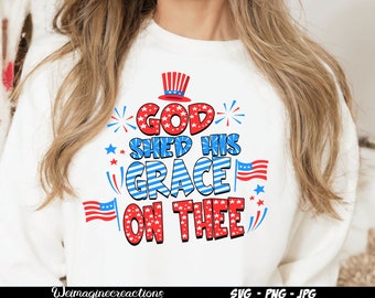 God Shed His Grace SVG PNG, Retro 4th Of July Png, 4th Of July svg, Independence Day Png, USA flag png, 4th of July  Sublimation