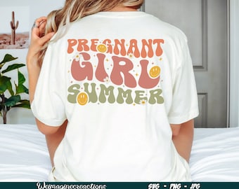 Ragazza incinta estate SVG PNG, Png alla moda, Retro mamma da essere Png, Sublimazione dell'annuncio del bambino, Baby shower, Download digitale