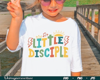Pequeño Discípulo Retro Niños SVG PNG, Png cristiano de moda, svg cristiano religioso, camisa cristiana Png, sublimación cristiana para niños