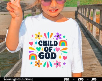 Child of God Kids SVG PNG, Trendy Christian Png, Christian Religious svg, Kids Toddler shirt Png, Kids Christian Sublimation