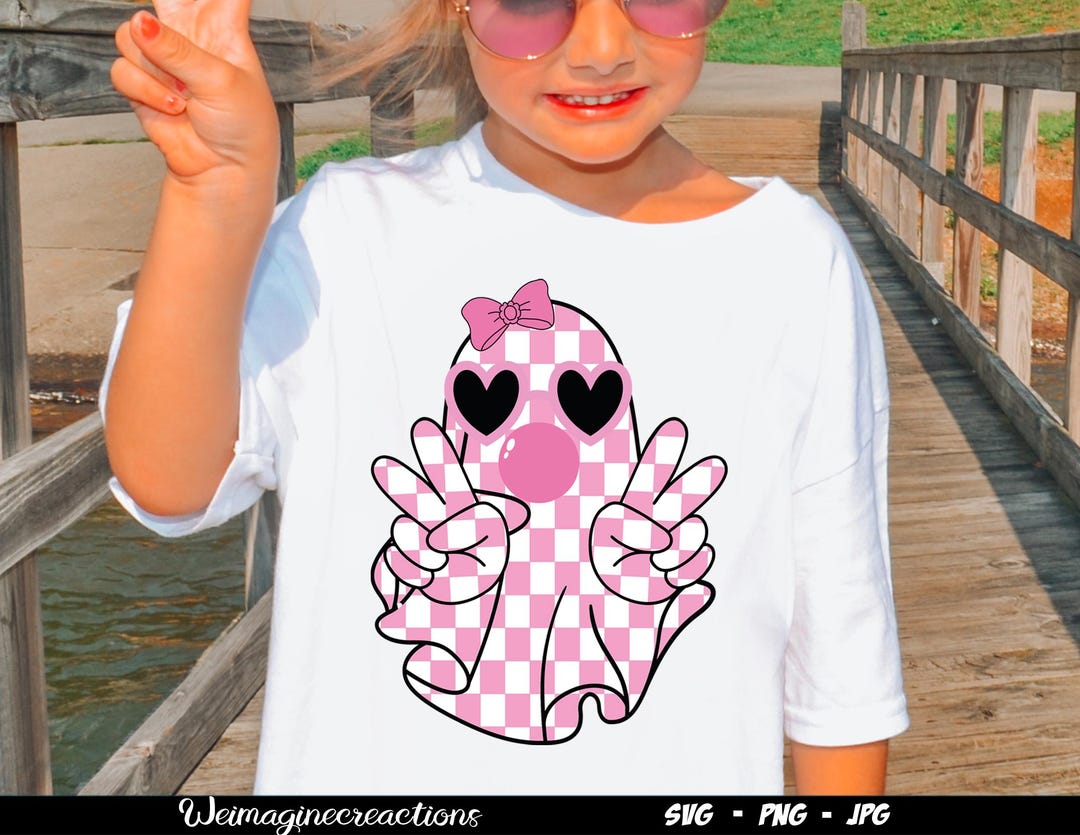 Cute Girly Ghost Blowing Bubble SVG PNG, Cute Halloween Svg, Pink Png ...
