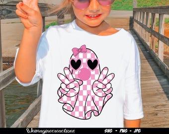 Cute Girly Ghost blazende zeepbel SVG PNG, Cute Halloween svg, roze png, Halloween Ghost sublimatie, digitale download