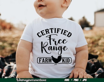 Certificato Free Range Farm Kid SVG PNG, Free Range Farm Kid Svg, Maglietta per bambini della fattoria png, Sublimazione della fattoria per bambini, Download digitale