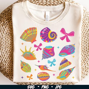 Retro coquette zeeschelp SVG png, kust png, summer vibes png coquette png, bloemen zomer png, trendy zomersublimatie