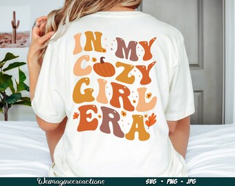 En My Cozy Girl Era SVG PNG, Groovy Fall Pumpkin svg, Retro Fall Autumn svg, Cozy Girl Era Sublimación, Descarga digital