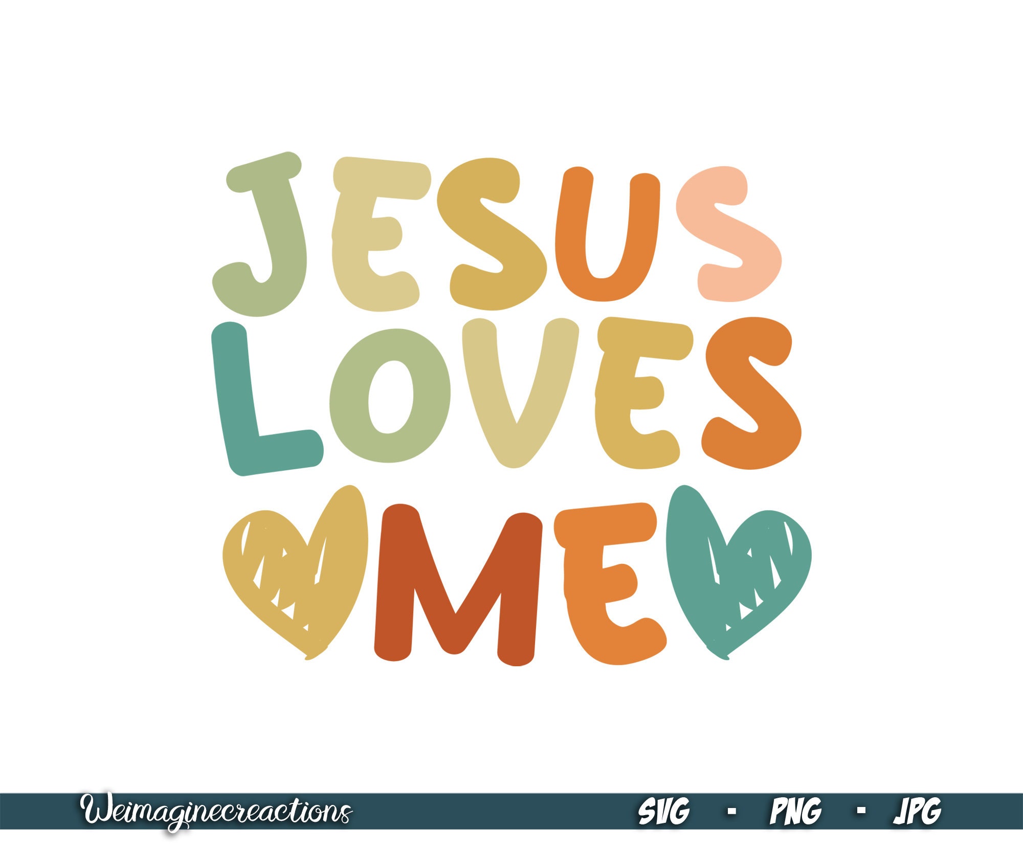 Jesus Loves Me SVG PNG, Christian Svg, Toddler Png, Retro Kids Svg