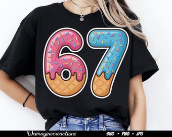 67 Ice Cream Drip SVG PNG, Retro Ice Cream png, Gen z Alpha Slang svg, Six Seven Meme svg, Trendy Six Seven svg, Ice Cream Sublimation