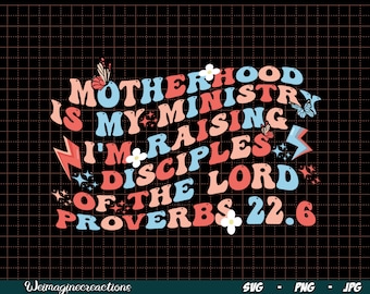 Motherhood Is My Ministry SVG PNG, Christian Mom  Png, Homeschool Mama svg, Retro Mom svg, Mom life png, Mom Sublimation