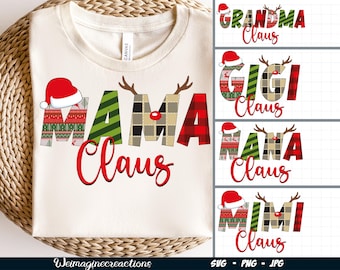 Christmas Mama Gigi Claus Nana Bundle SVG PNG, Matching christmas svg, Grandma Christmas Png, Group Christmas Sublimation, Digital download