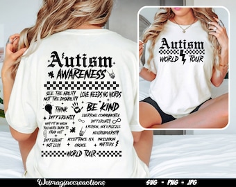 Autism World Tour SVG PNG, Mês de Conscientização sobre Autismo Png, Presente do Mês de Conscientização png, Escolha Ser Gentil svg, Sublimação de Conscientização sobre Autismo