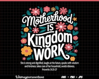 Retro Motherhood is Kingdom Work SVG PNG, Christian Mama Png, Mom bow coquette Png, Mothers Day svg, Retro Christian Mom Sublimation