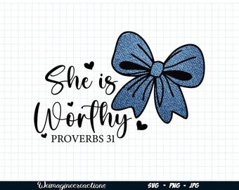 Ella es digna Arco SVG PNG, Svg inspirador, Camisa cristiana de mujer png, Enfermera de moda svg, Sublimación cristiana de moda, Descarga digital