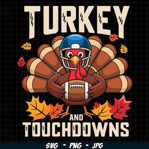 Retro Turkey And Touchdowns Football SVG PNG, Football Thanksgiving Png, Trendy Thanksgiving sublimation, Digital download