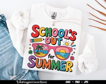 Escolas fora de férias SVG PNG, Professor moderno de verão PNG, Feliz último dia de aula PNG, Sublimação para férias de verão