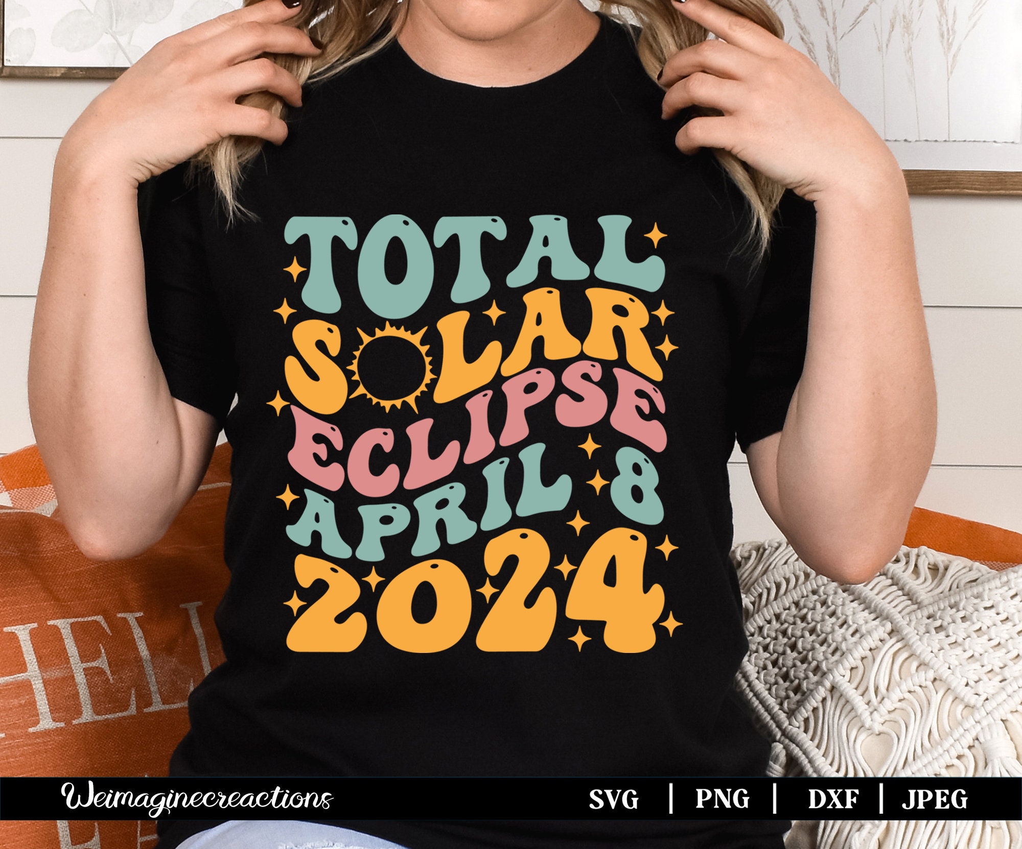 Total Solar Eclipse 2024 Groovy SVG PNG, Total Solar Eclipse April 8th ...