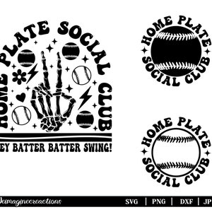 Home Plate Social Club Baseball SVG PNG, Baseball mama svg, Baseball aunt svg, Funny Baseball Svg, Trendy SVG, Digital Download