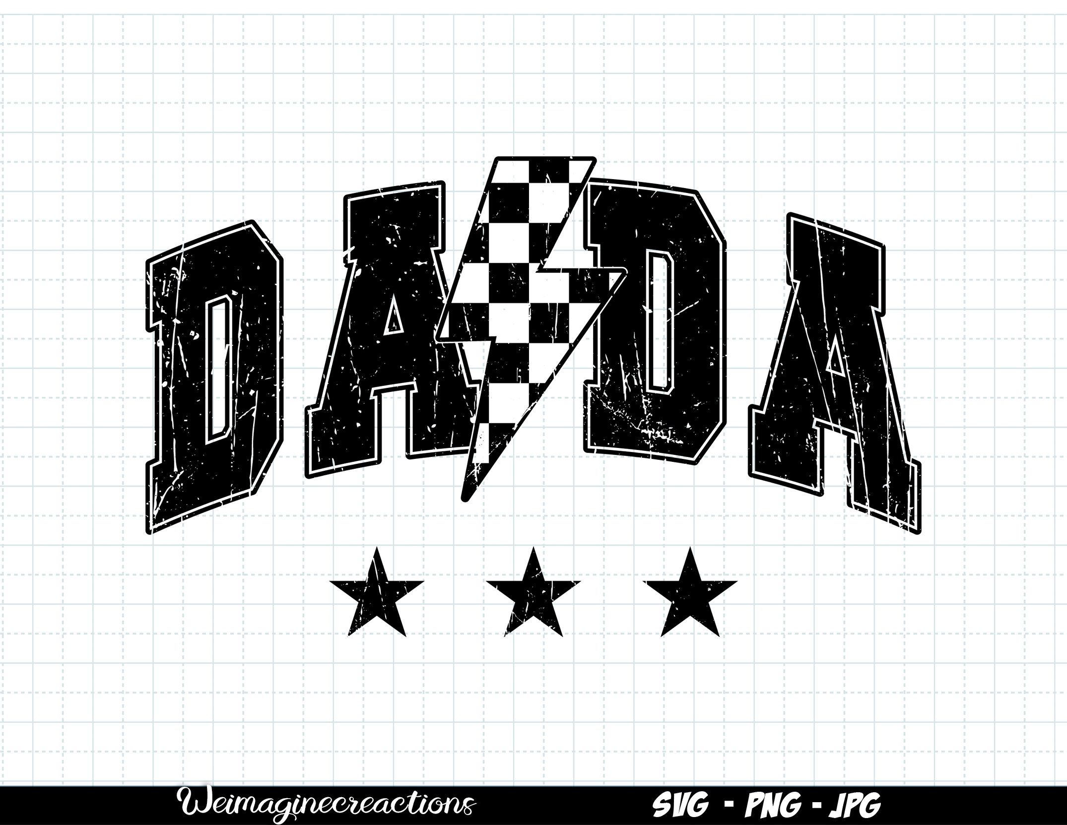 Retro Dada Checkered SVG PNG, Dada Png, Checkered Lightning Bolt
