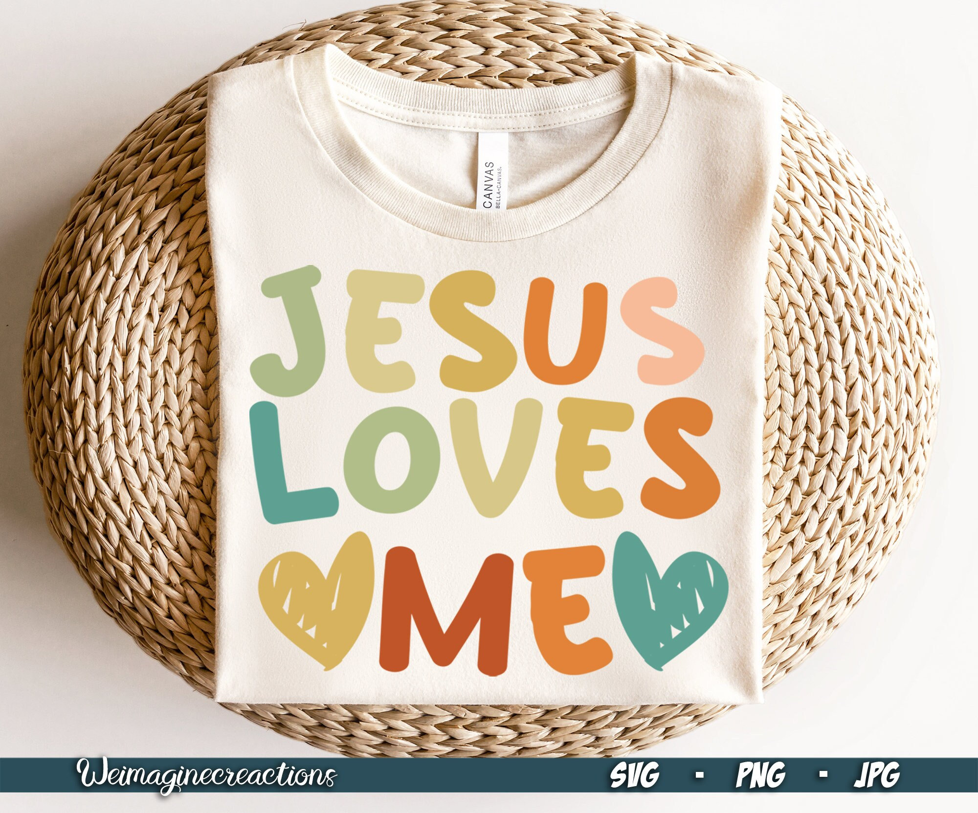Jesus Loves Me SVG PNG, Christian Svg, Toddler Png, Retro Kids Svg