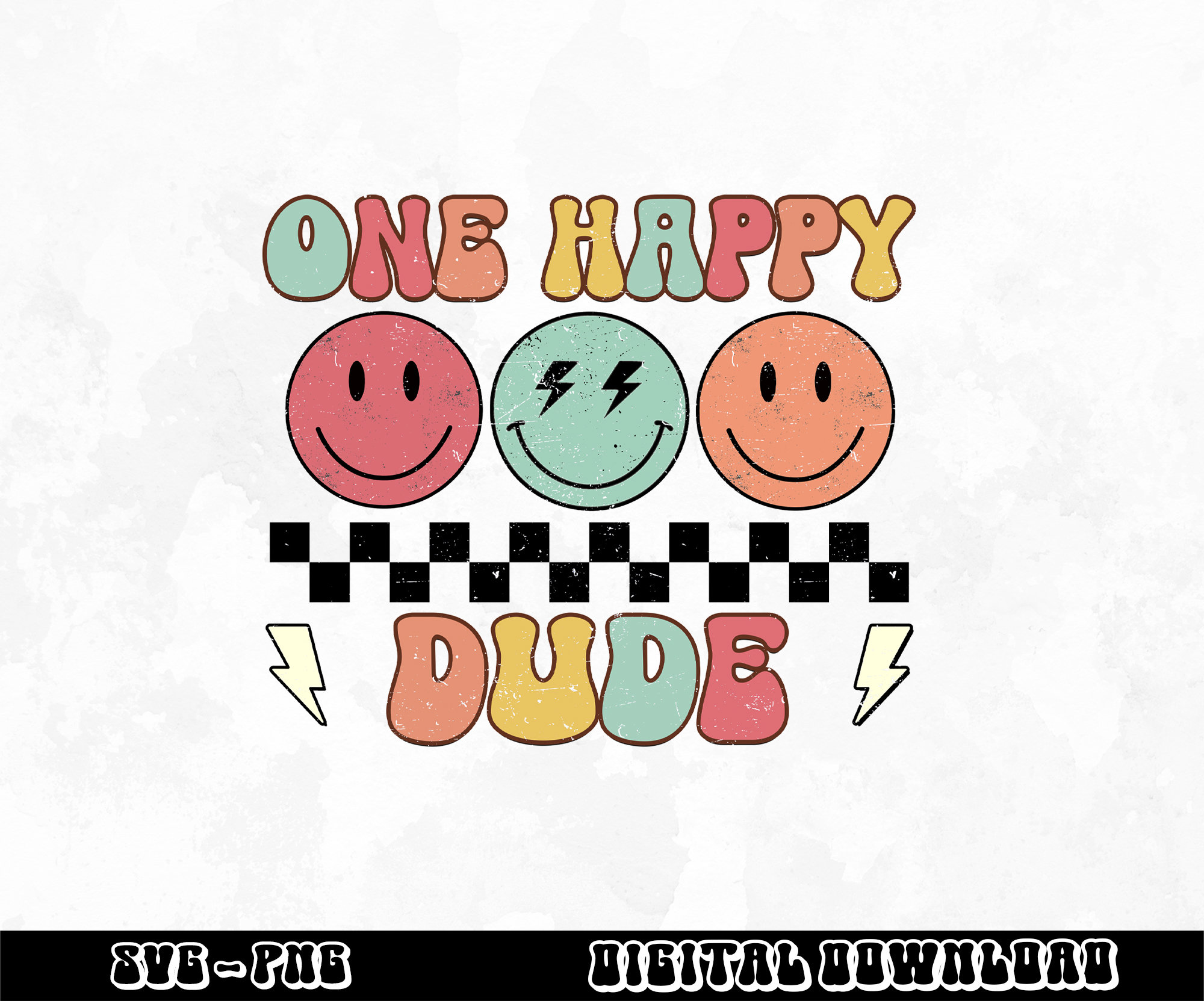One Happy Dude 1st Birthday Svg Png, Bolt Eyes Happy Face Svg, First ...