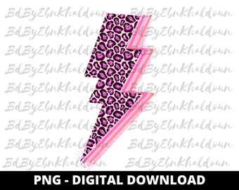 Cheetah Pink Lightning Bolt PNG | Leopard PNG | Leopard design | Digital Download
