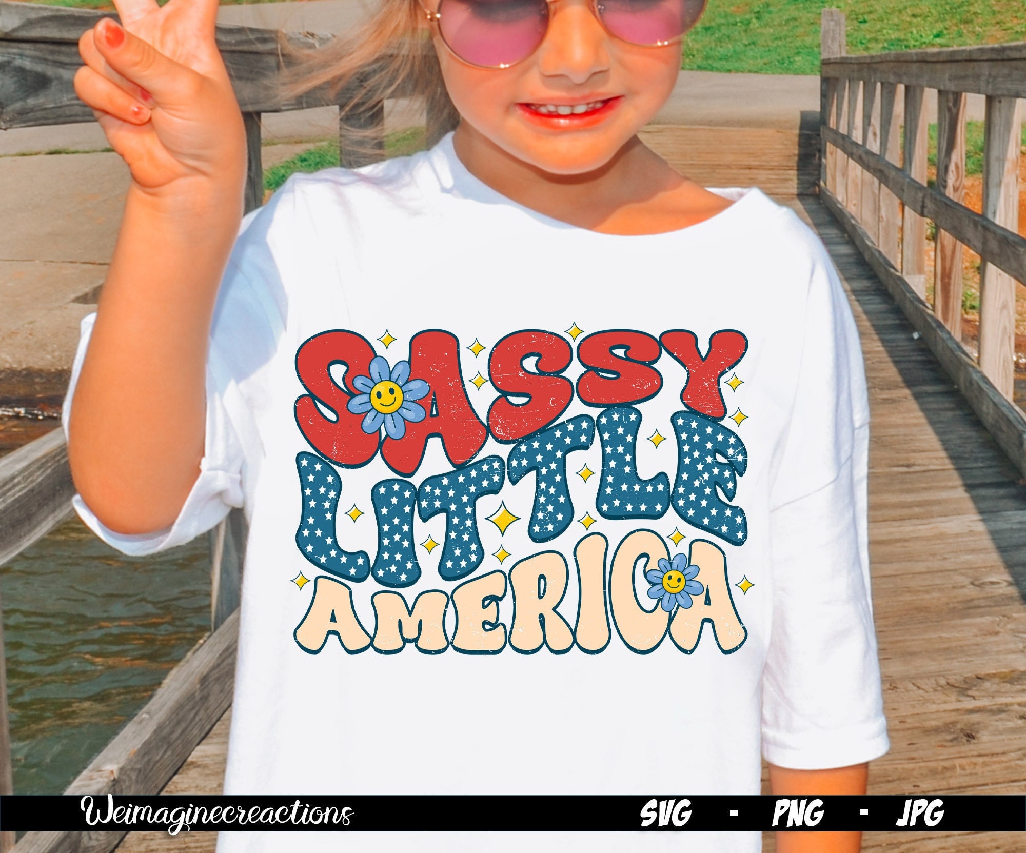 Sassy Little America SVG PNG, Kids 4th of July Svg, Retro America png, Kids 4th of July png, Kids Fourth of July svg, July 4th Sublimation