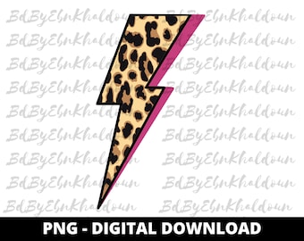 Leopard Print Lightning Bolt Pink PNG | Leopard PNG | Leopard design | Digital Download