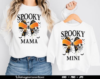 Retro Spooky Mama & Mini SVG PNG, Mama Mini Matching svg, Spooky Vibes svg, Retro Halloween svg, Halloween Sublimation, Digital download