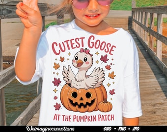 Retro schattigste gans bij de patch SVG PNG, Girly Halloween Png, Goose Halloween Png, Fall Pumpkin Patch png, Coquette Halloween-sublimatie