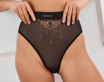 Black High-Waisted Thong for Women – Lightweight Everyday Lingerie