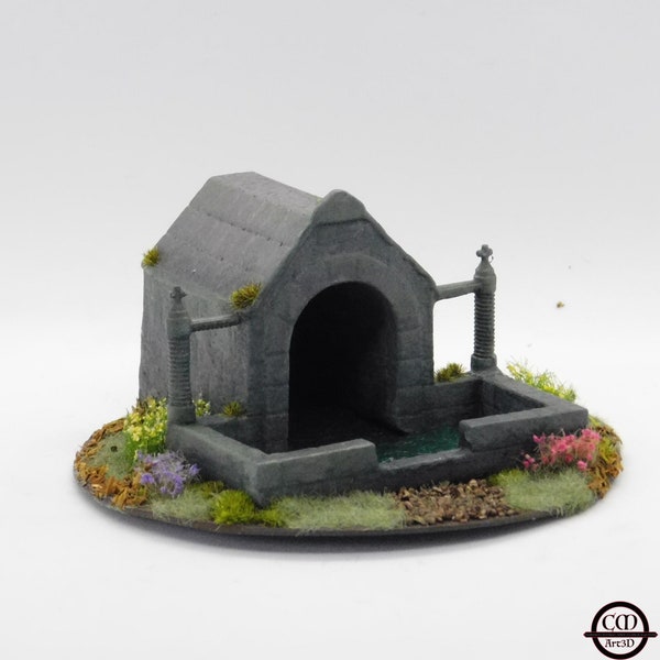 Fontaine bretonne décor wargame jeu de rôle impression 3D résine peint main