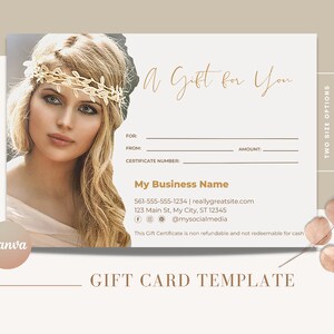 Chèque-cadeau modifiable avec un design bohème. Modèle de carte-cadeau Canva pour un spa médical, une esthéticienne, un salon de coiffure, un photographe ou toute autre entreprise