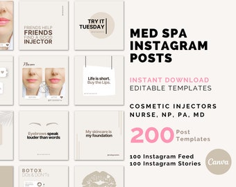 Editable or Ready to Use Instagram Posts, Neutral & Modern Design Ideal for MedSpa, Cosmetic Injector, Plastic Surgeon or Esthetician