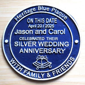 Wedding anniversary unique blue plaque original personalised gift