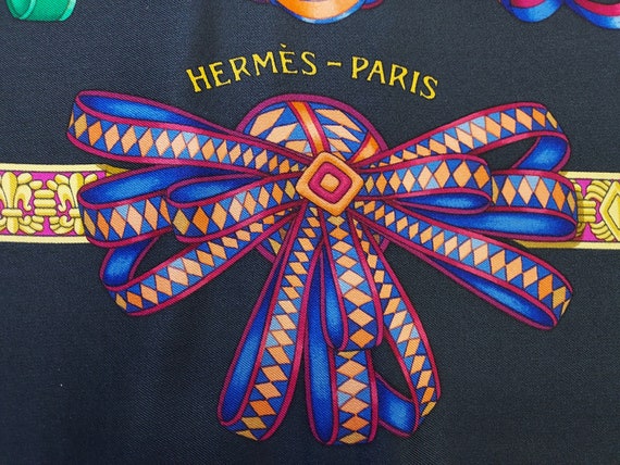 Hermes Black Silk Les Rubans du Cheval 90 cm Scarf - image 2