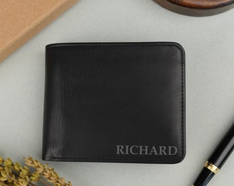 Portefeuille avec nom personnalisé en cuir véritable, portefeuille slim personnalisable noir et marron, cadeau idéal intemporel fait main pour homme